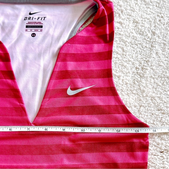 NWOT♥️ NIKE PURE COURT TOP in PINK sz XS V-NECK SLEEVELESS STRIPE TENNIS GOLF - Picture 5 of 6